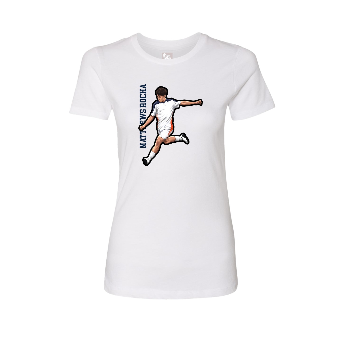 Womens Tee — Name Vertical in White