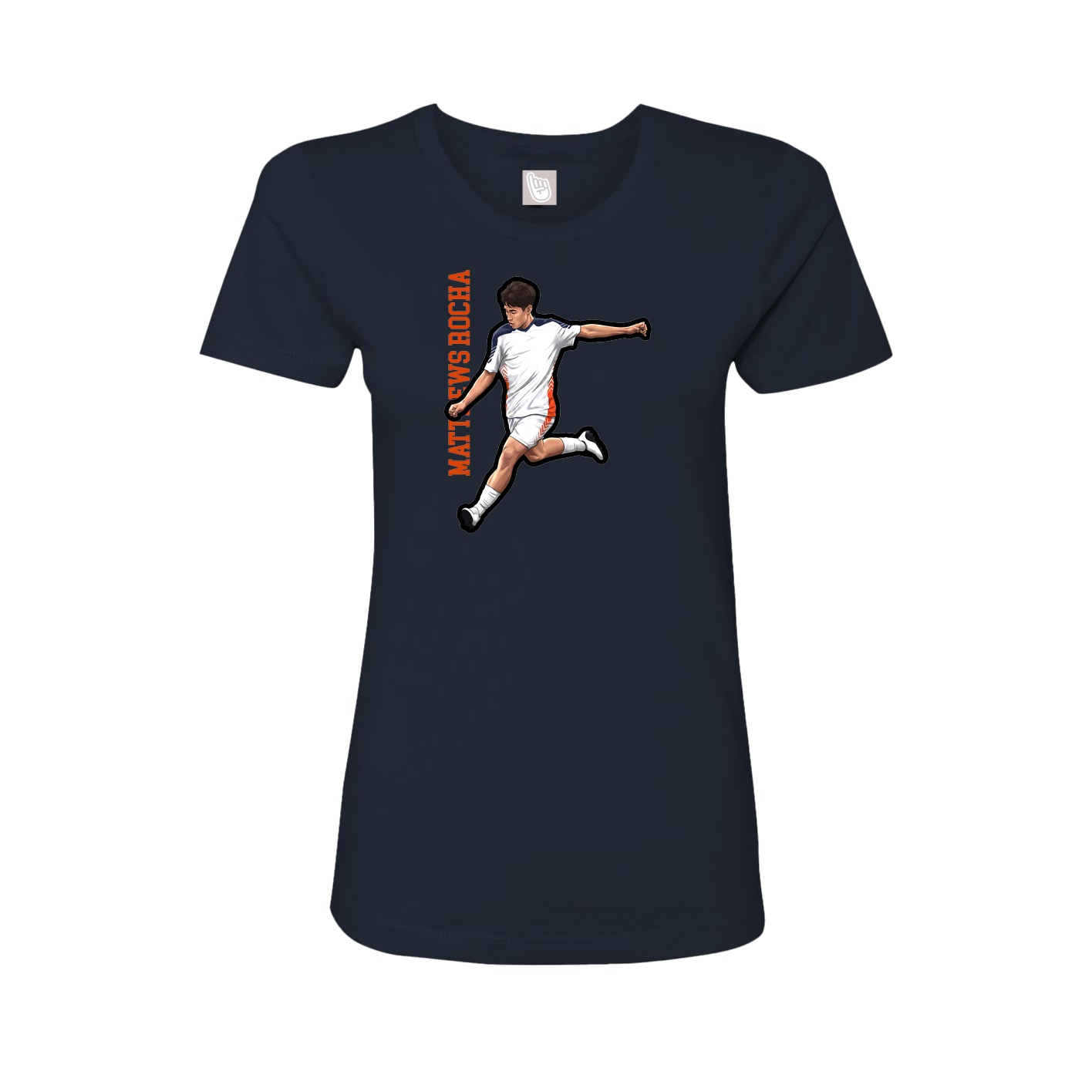 Fitted Women's Tee — Name Vertical in Navy
