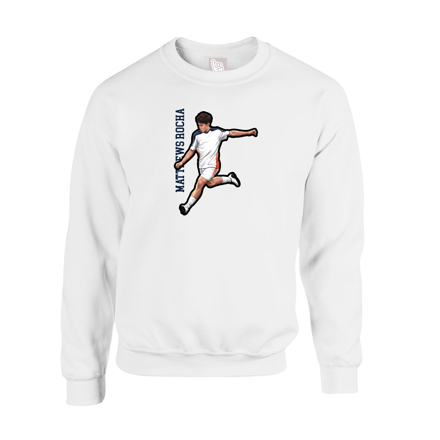 Fleece Crew — Name Vertical in White