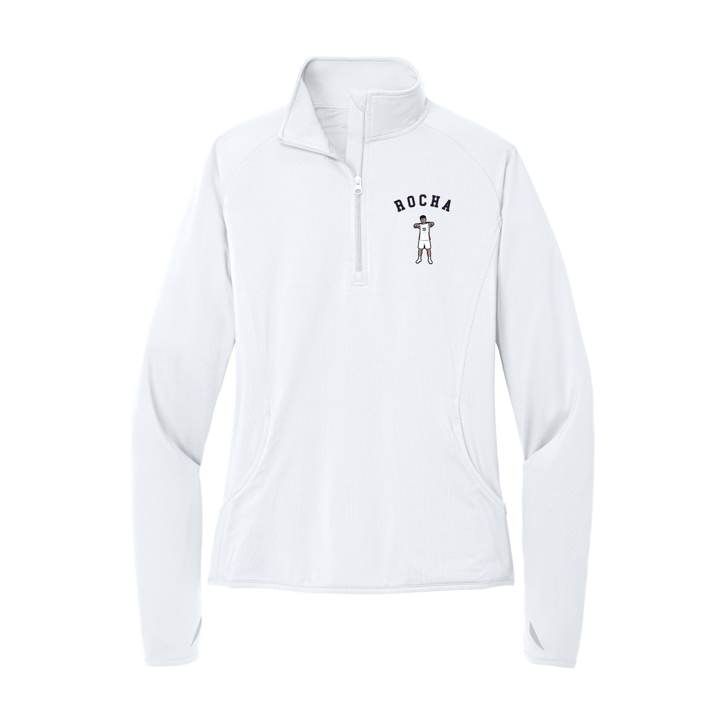 Women's Q-Zip Pullover — Shirsey Arch in White