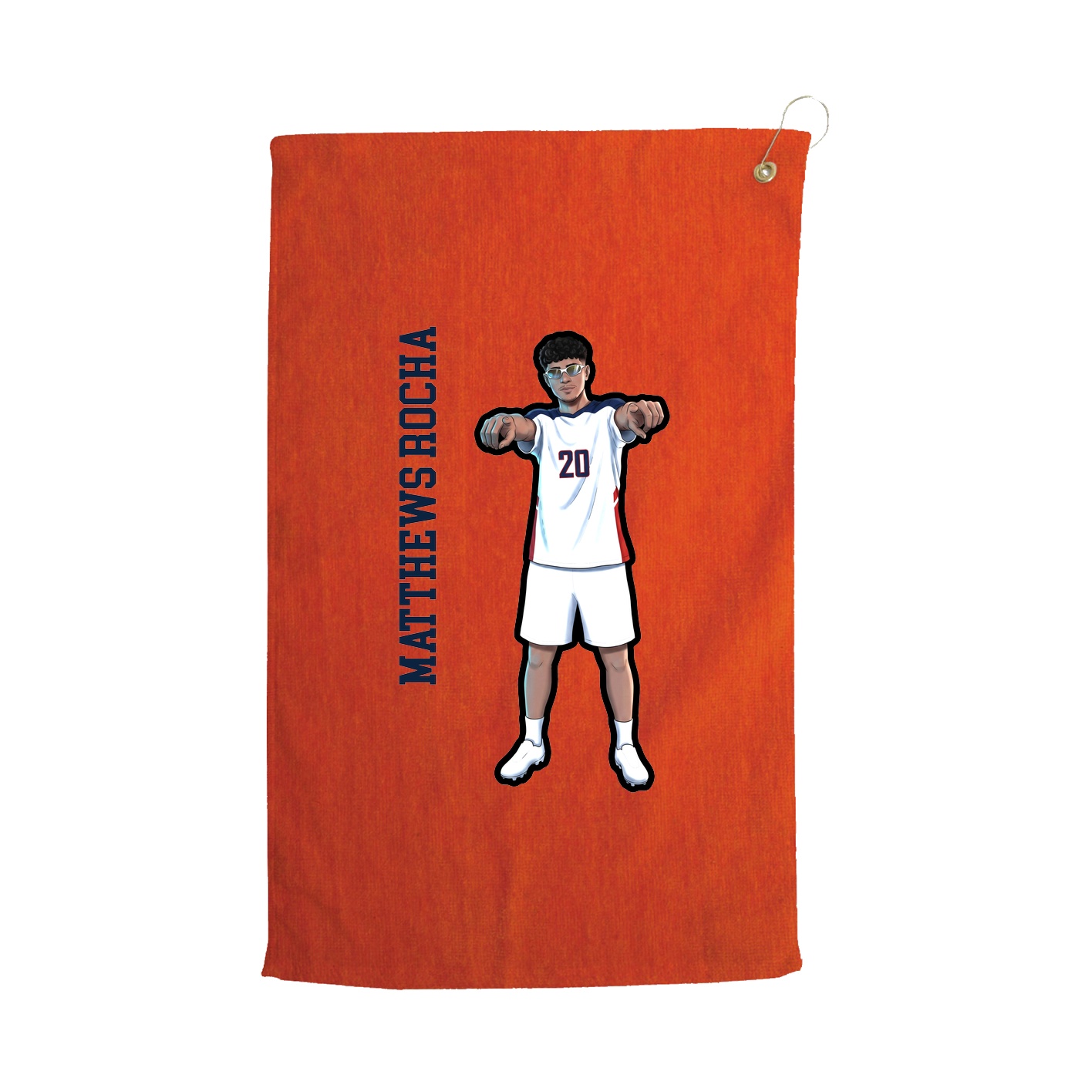 Golf Towel — Name Vertical in Orange