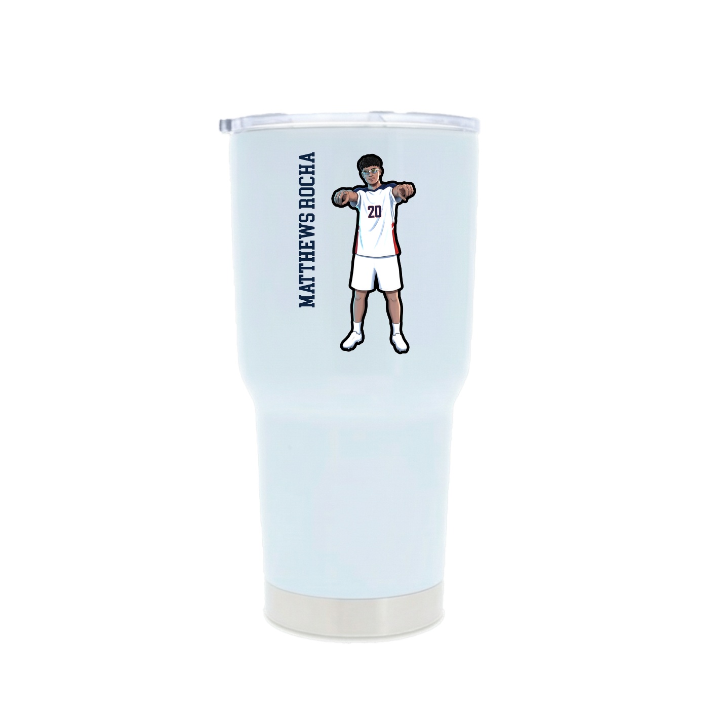 30oz Stainless Steel Tumbler — Name Vertical in White