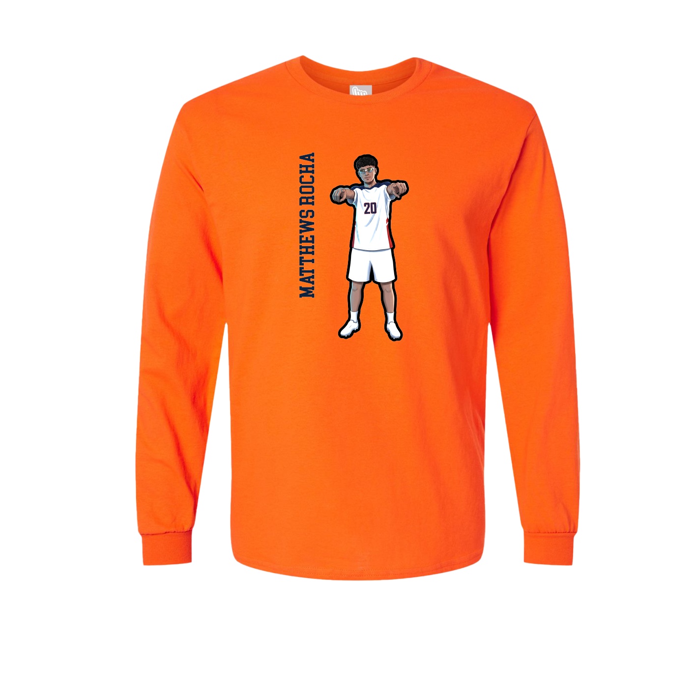 Long Sleeve Tee — Name Vertical in Orange