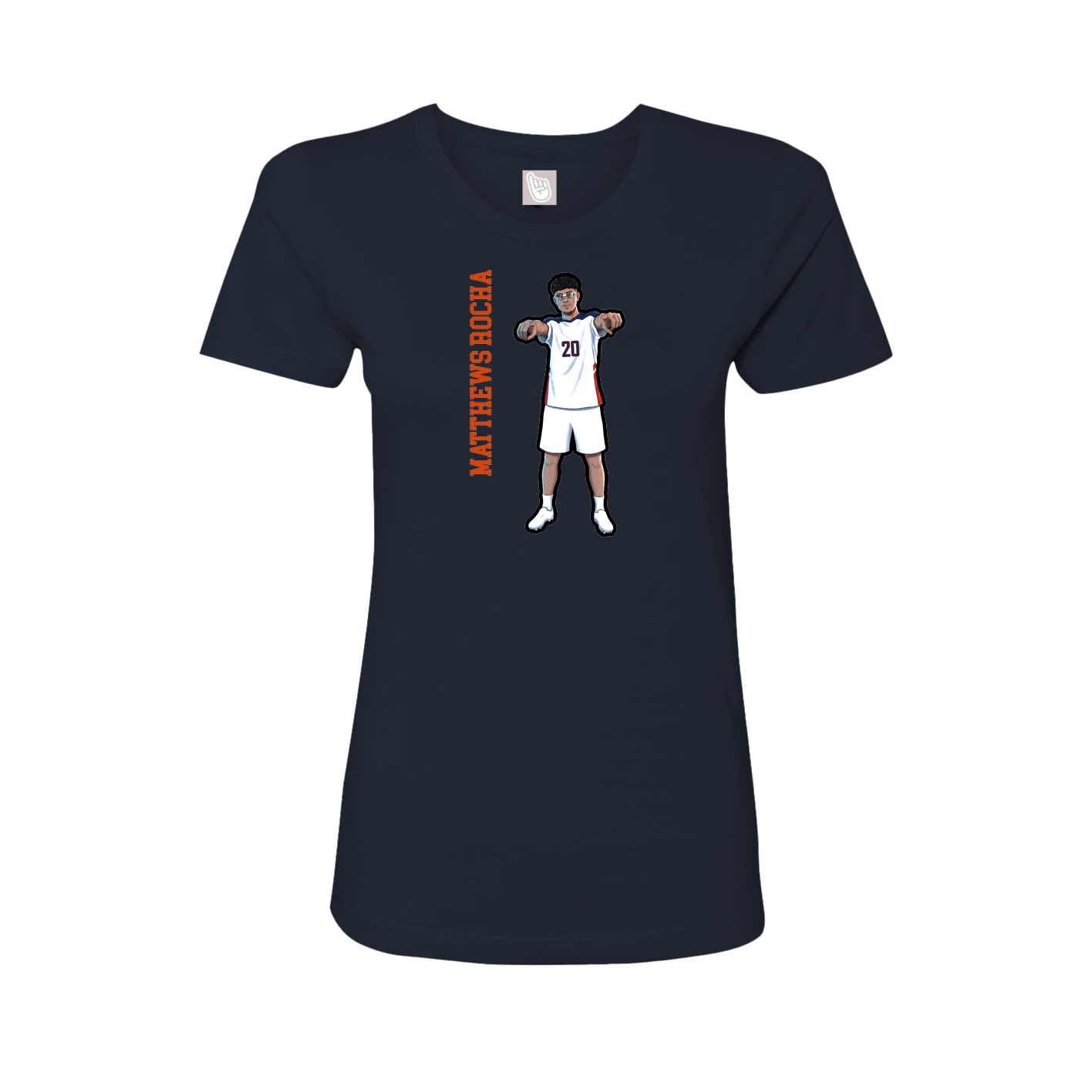 Womens Tee — Name Vertical in Navy