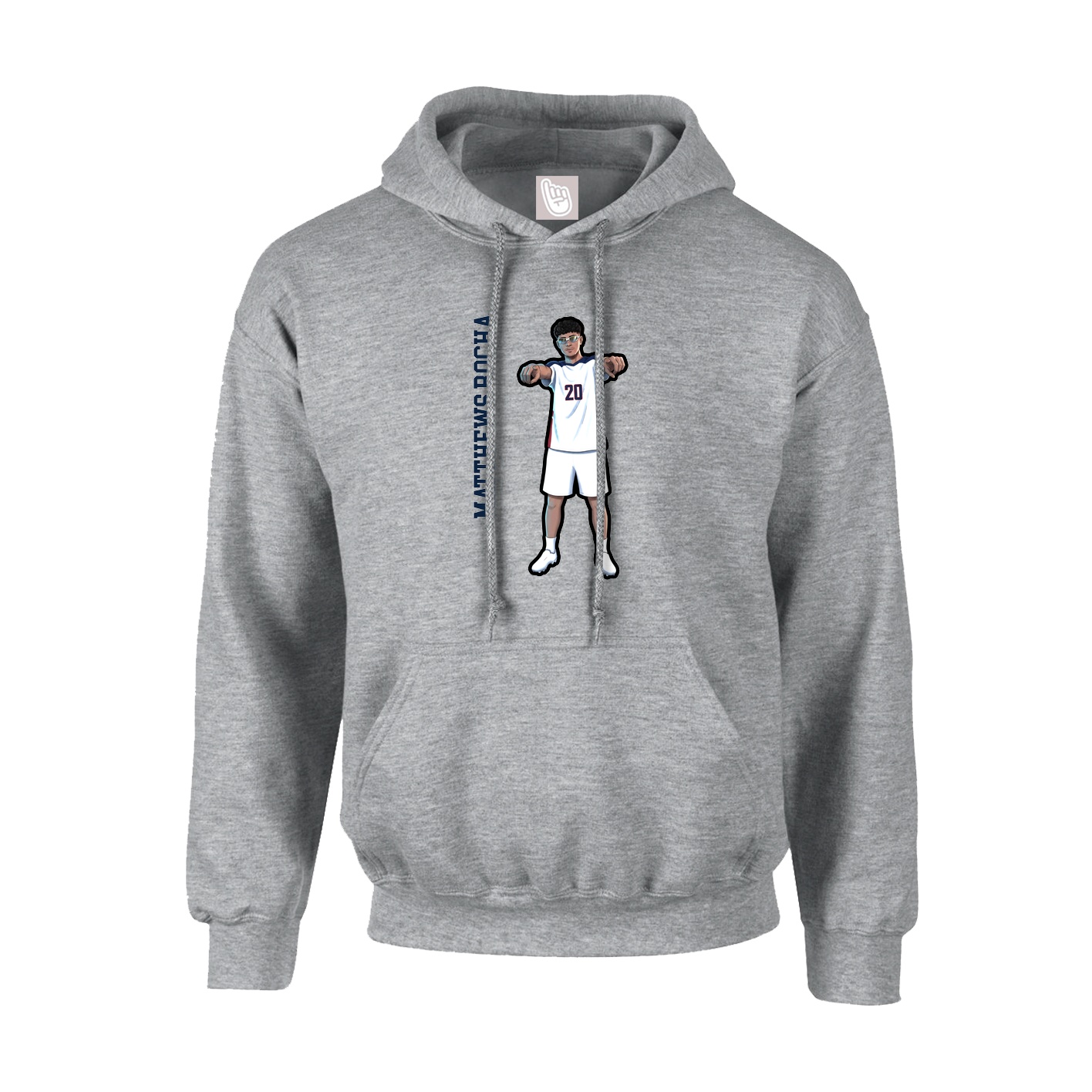 Hoodie — Name Vertical in Grey