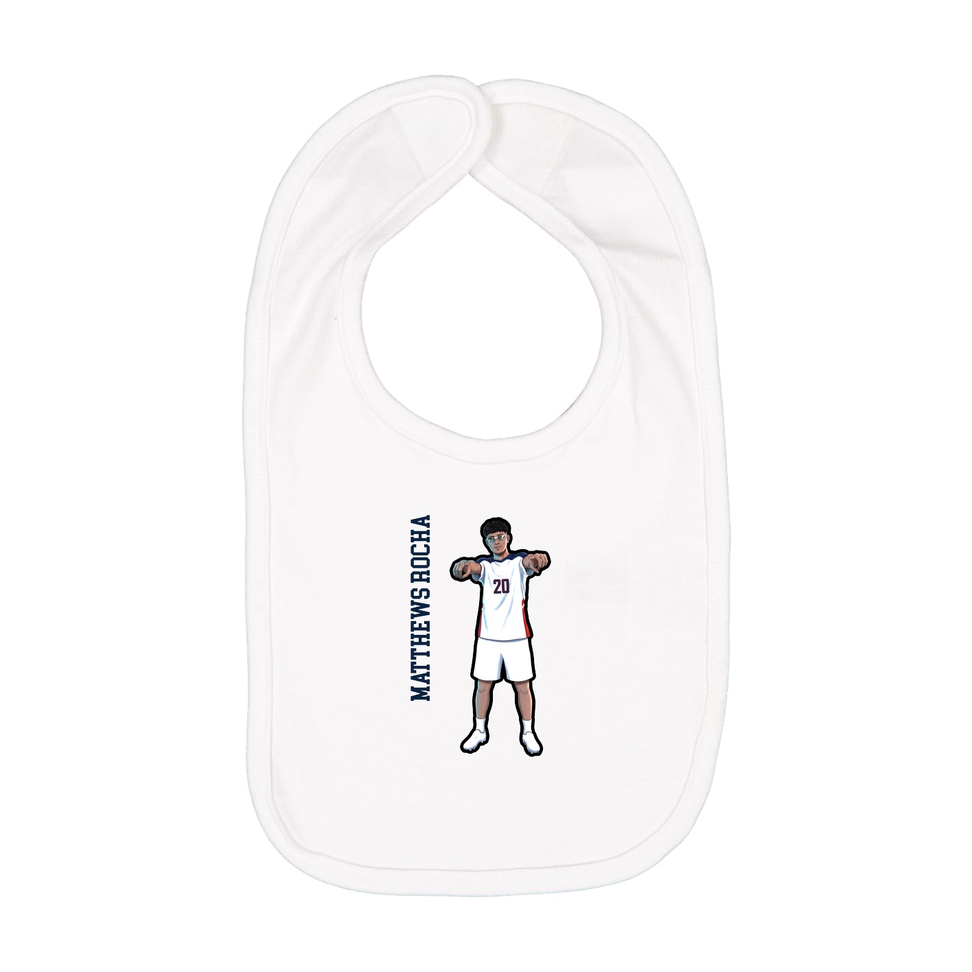 Infant Bib — Name Vertical in White