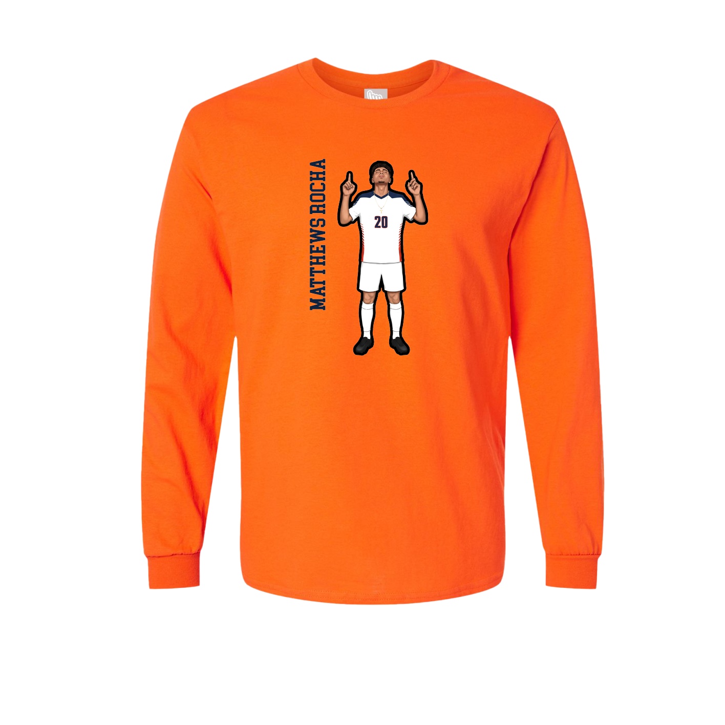 Long Sleeve Tee — Name Vertical in Orange