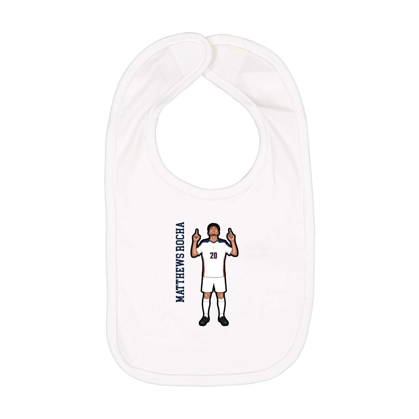 Infant Bib — Name Vertical in White