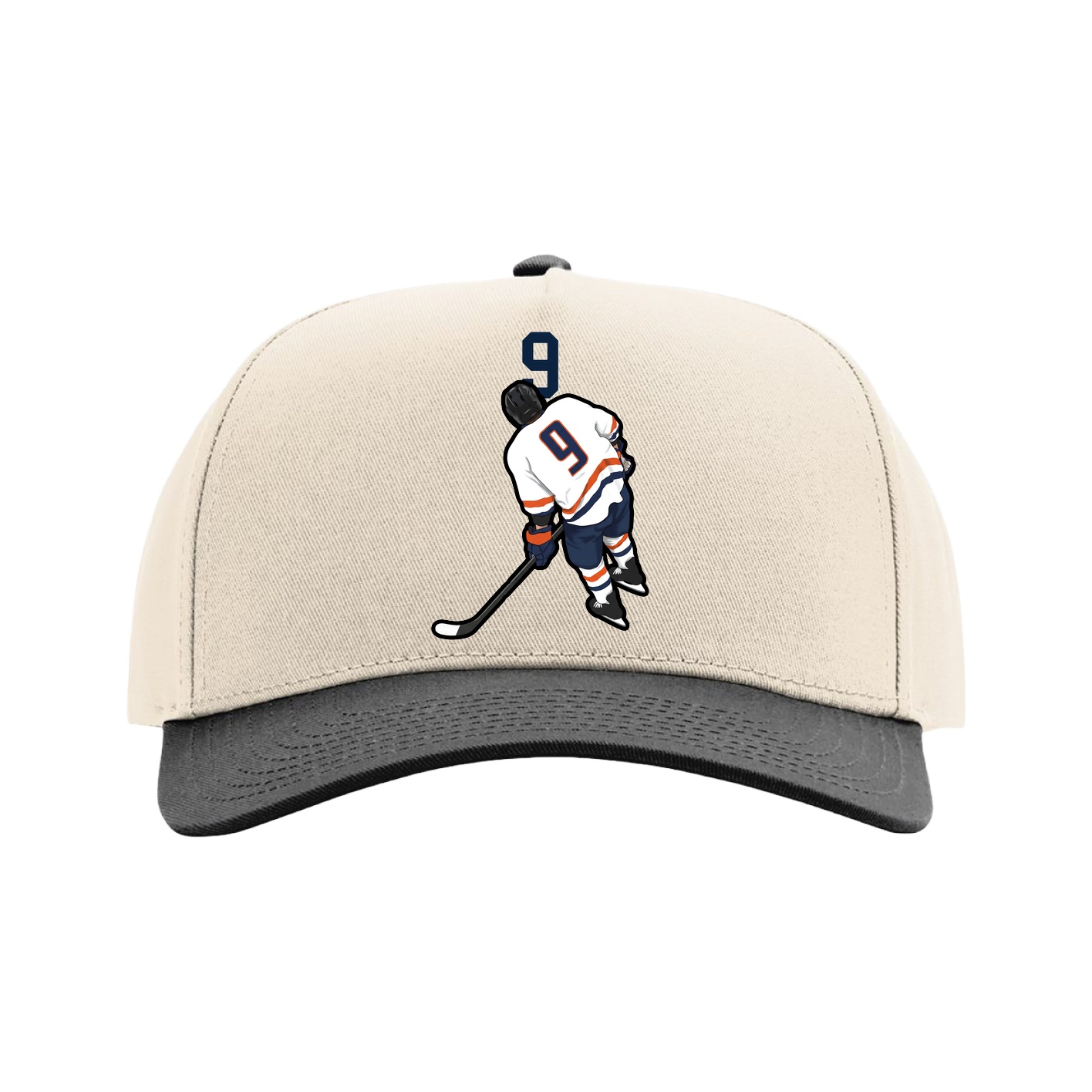 Full Fabric Five-Panel Champ Cap — Number Top in Cream/Black