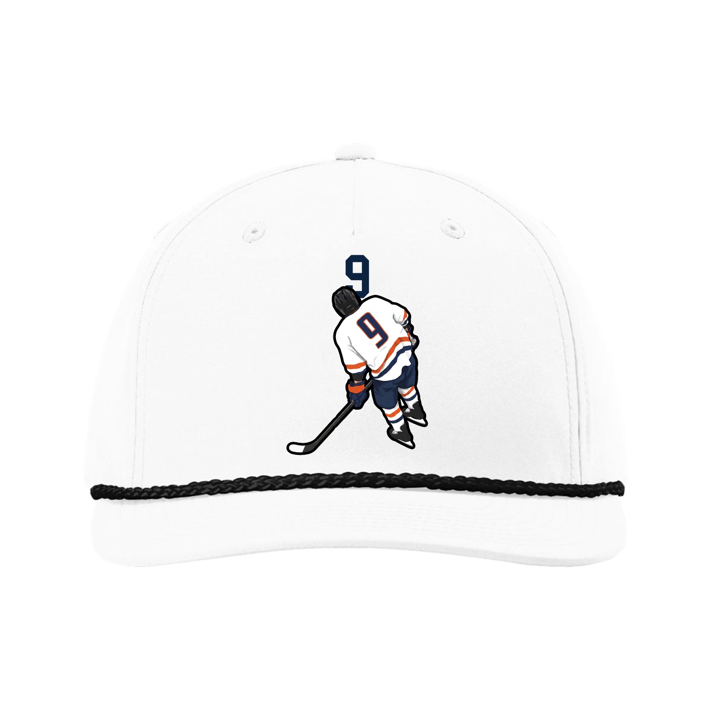 Five-Panel Classic Rope Cap — Number Top in White