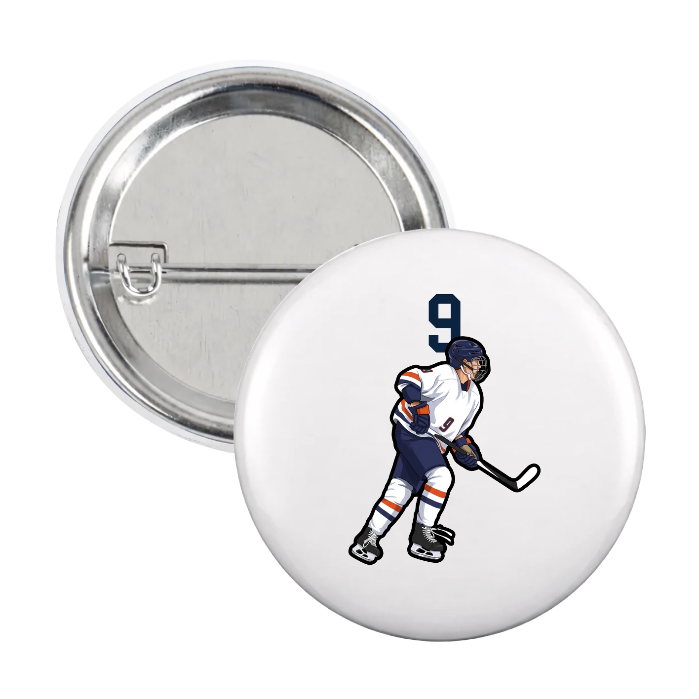 Game Day Button — Number Top in White
