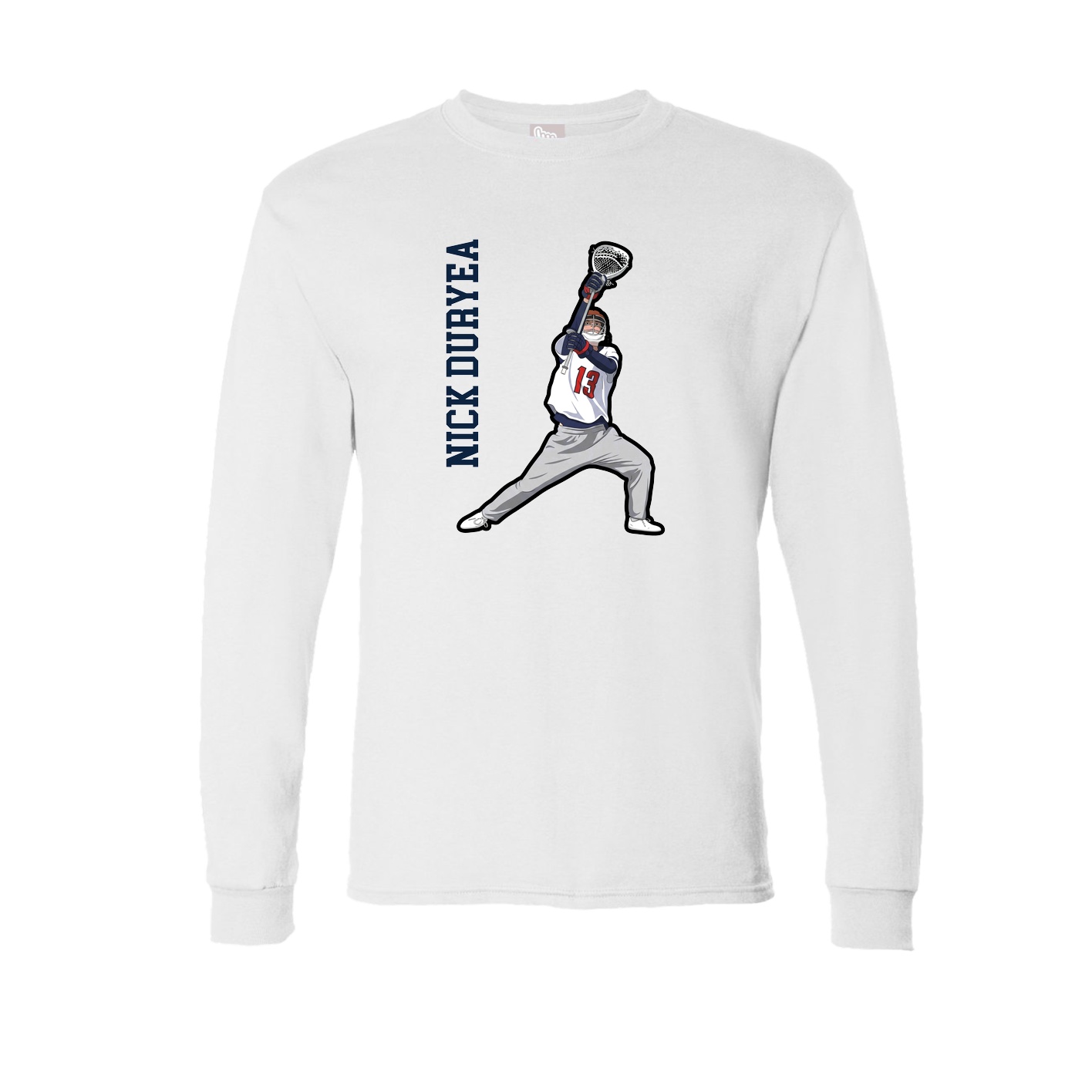 Long Sleeve Tee — Name Vertical in White