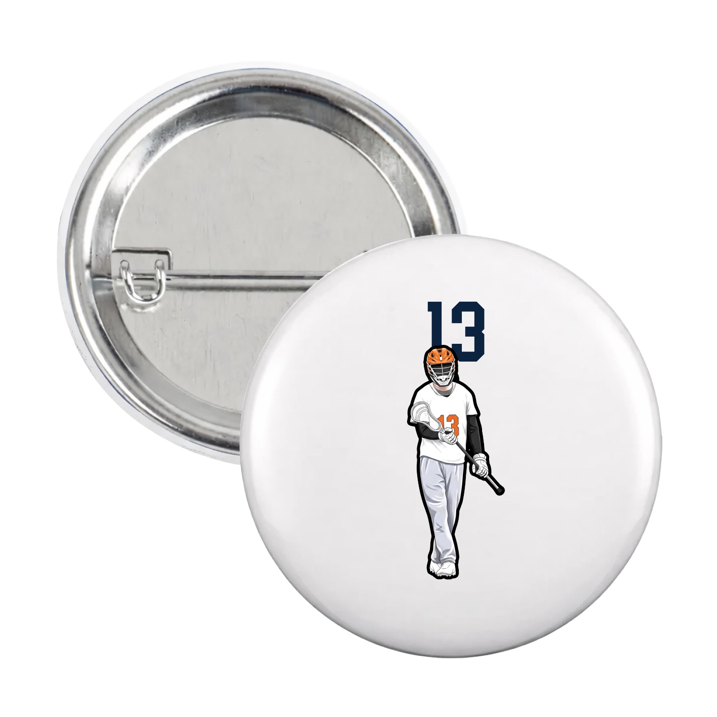 Game Day Button — Number Top in White