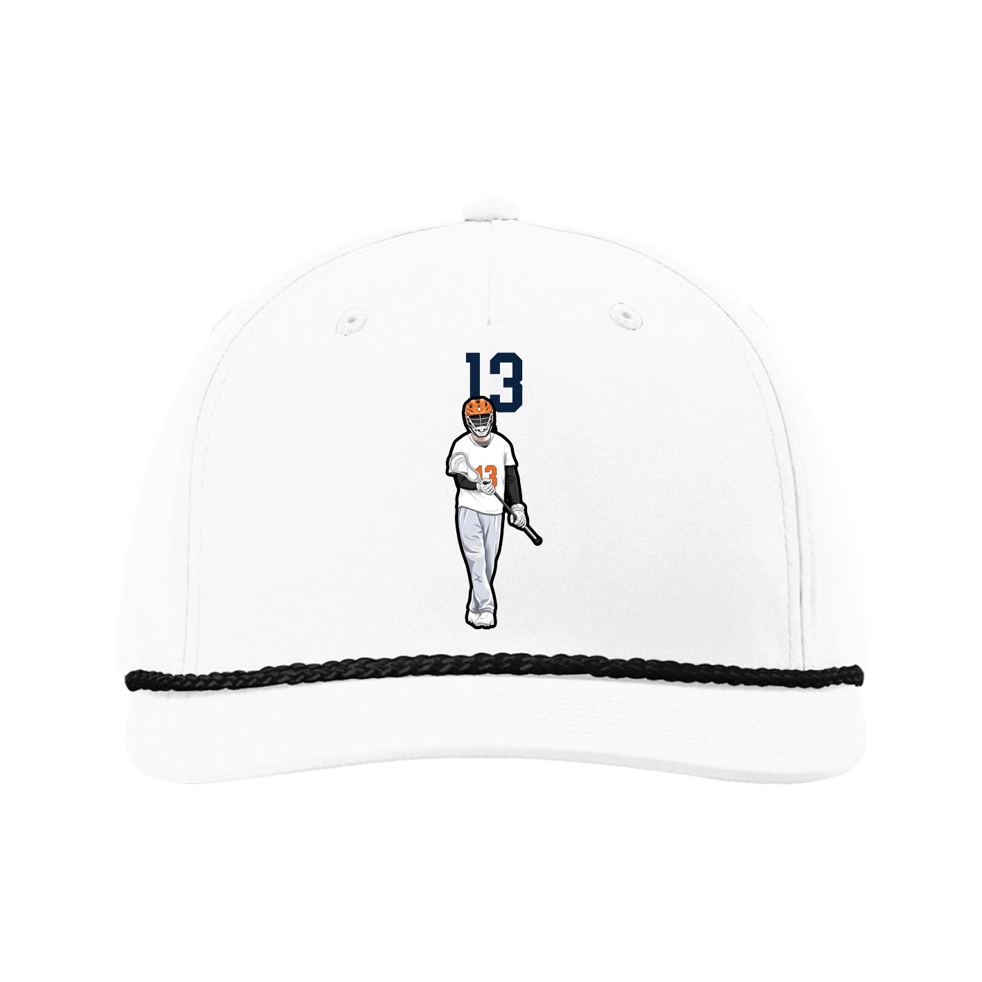 Five-Panel Classic Rope Cap — Number Top in White