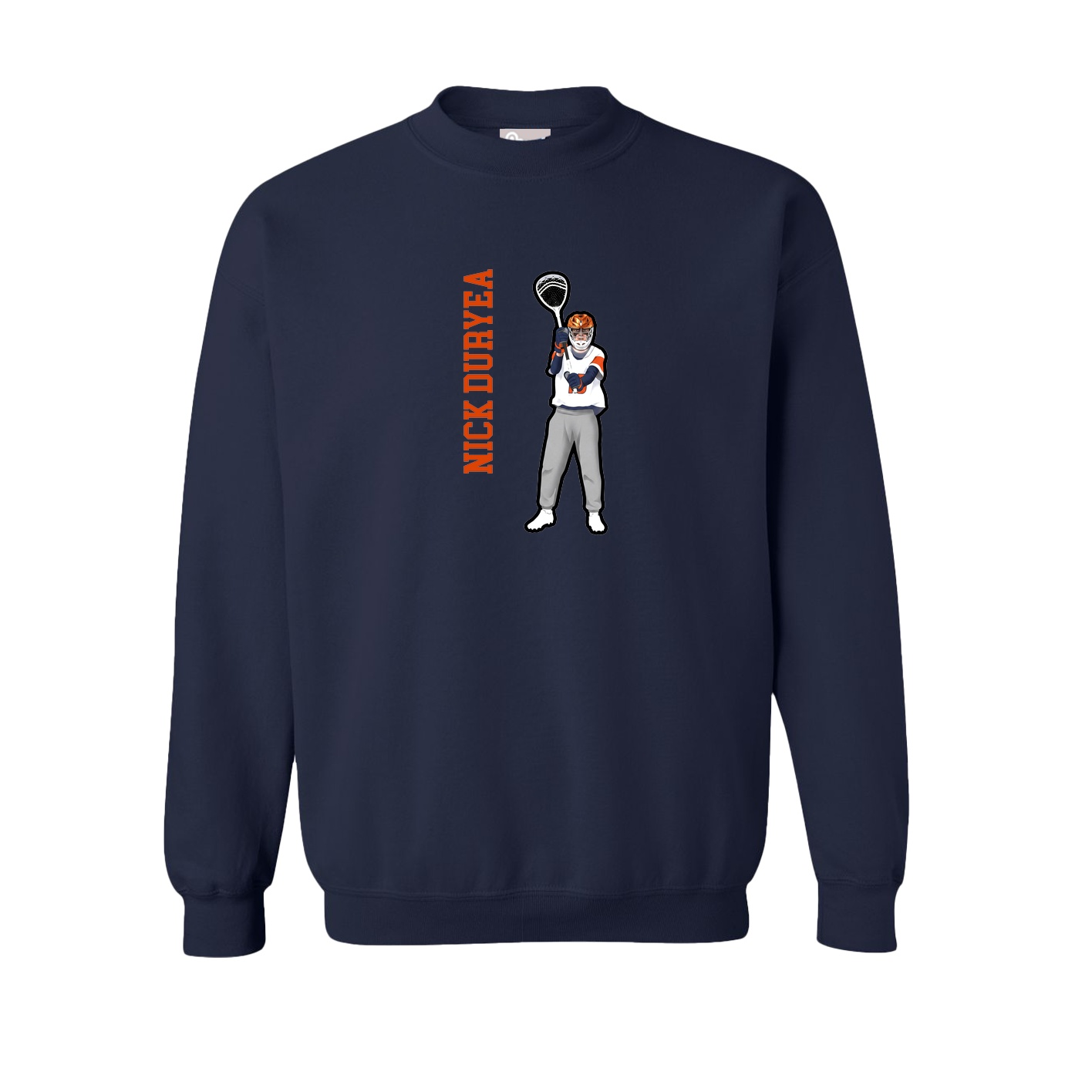 Fleece Crew — Name Vertical in Navy