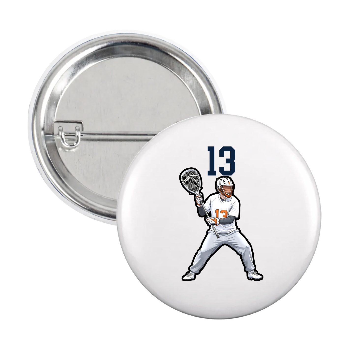 Game Day Button — Number Top in White