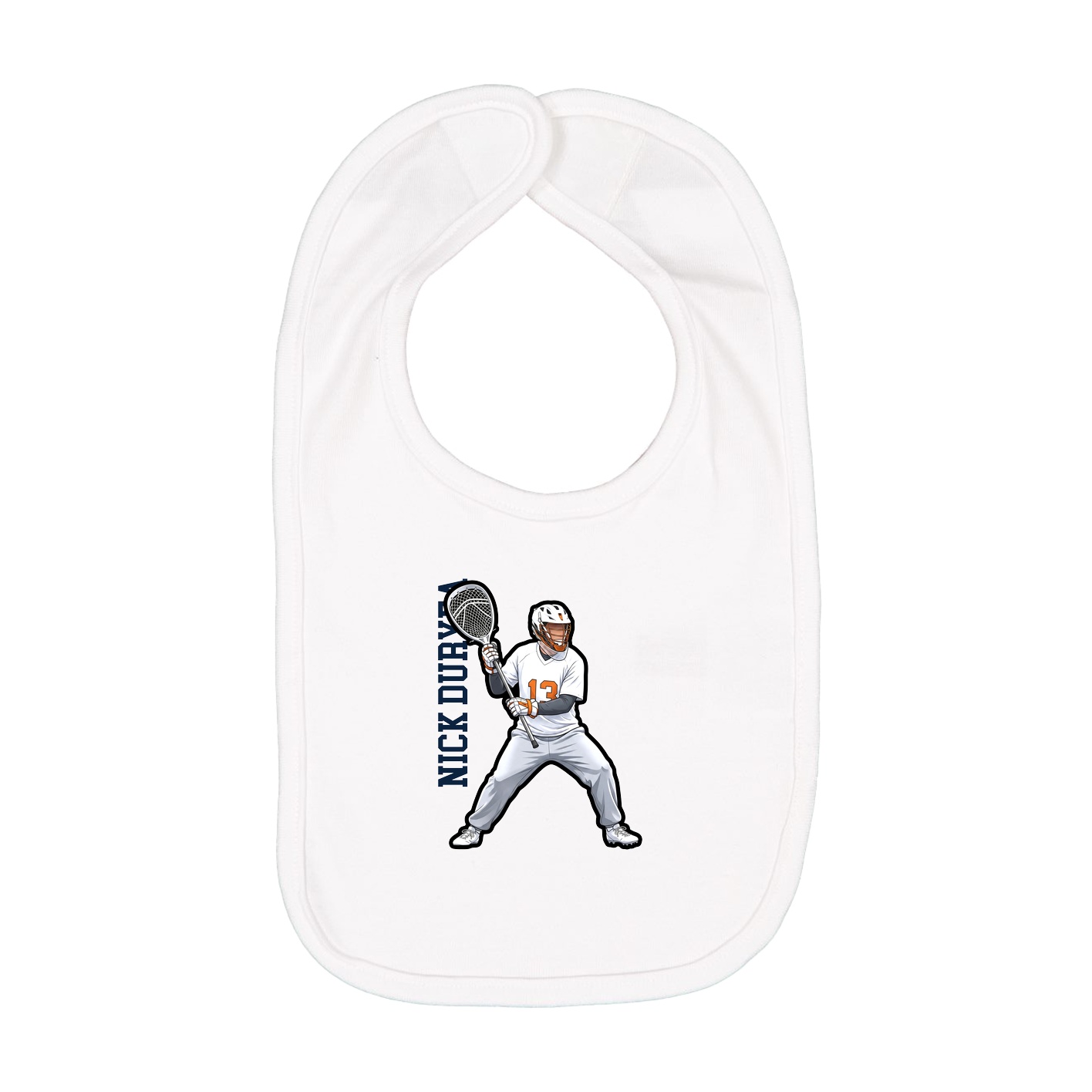 Infant Bib — Name Vertical in White