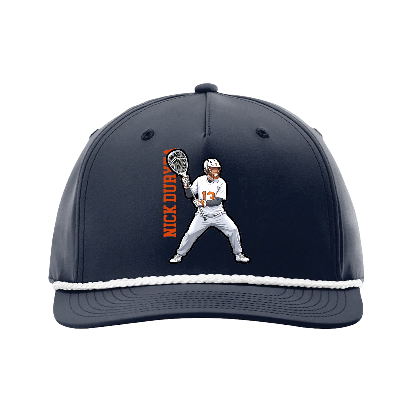 Five-Panel Classic Rope Cap — Name Vertical in Navy