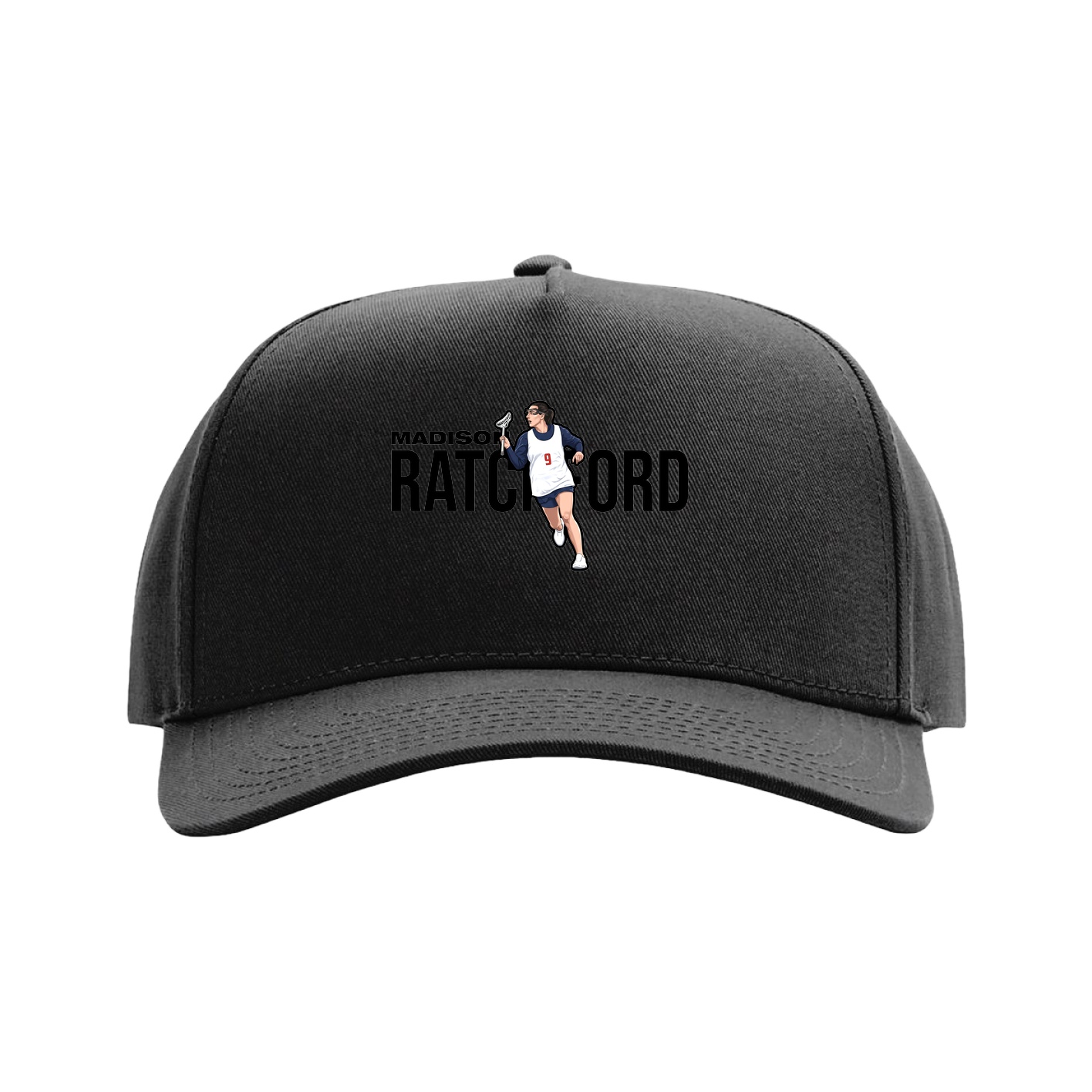 Full Fabric Five-Panel Champ Cap — Player Name in Black