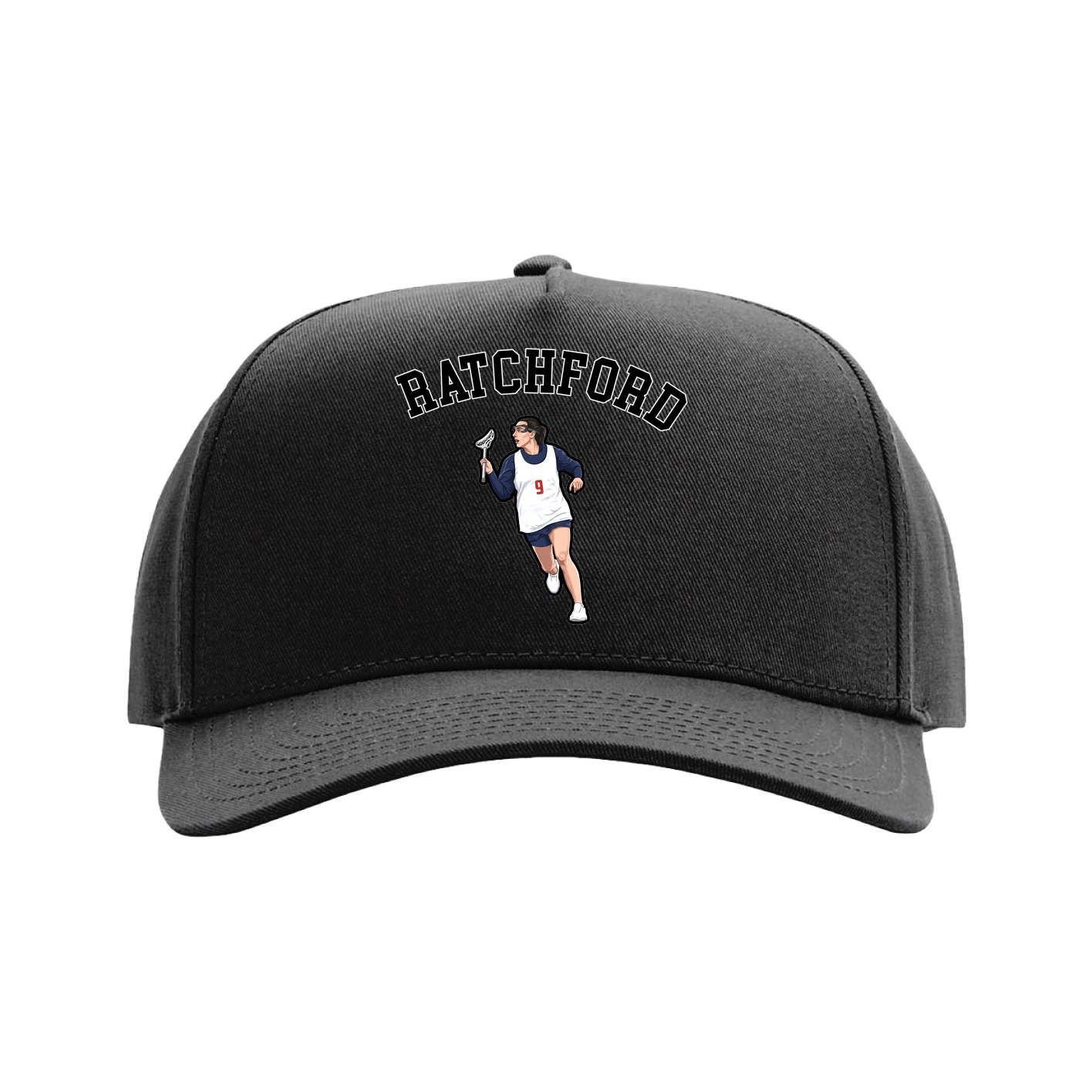 Full Fabric Five-Panel Champ Cap — Shirsey Arch in Black