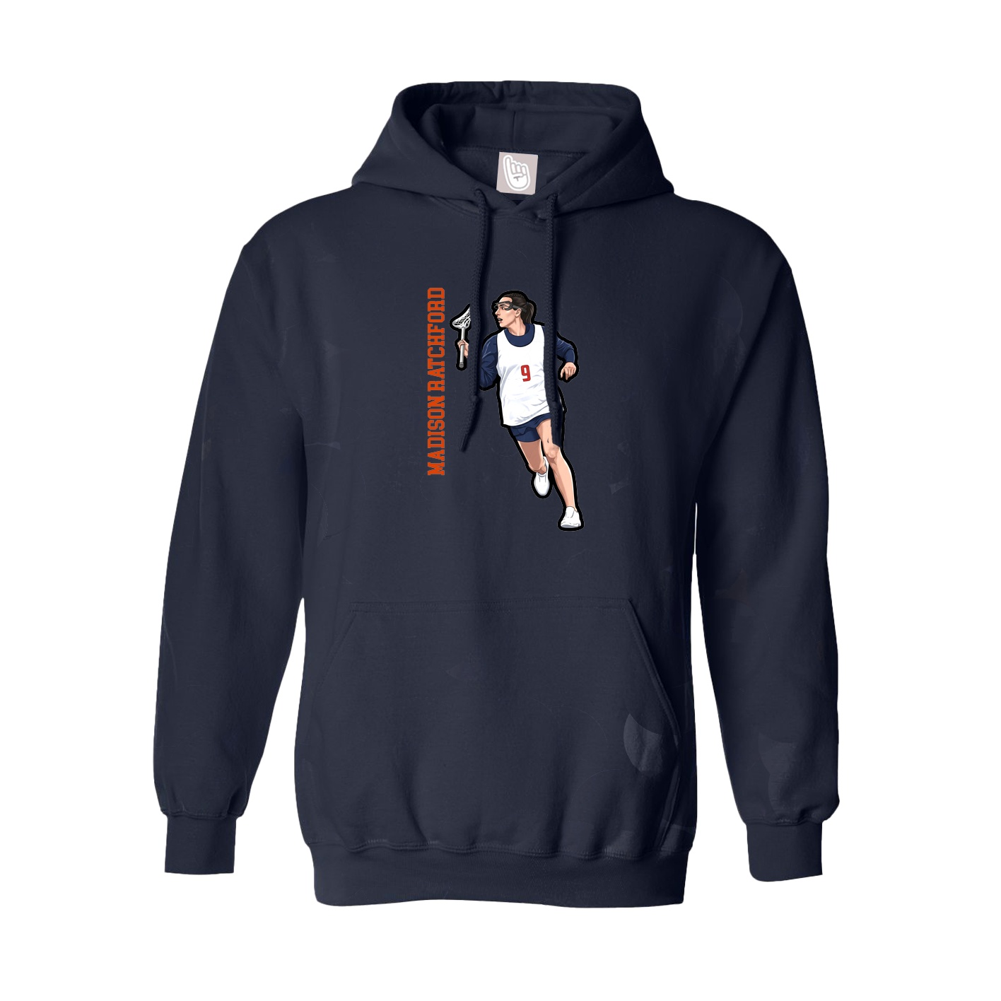 Hoodie — Name Vertical in Navy