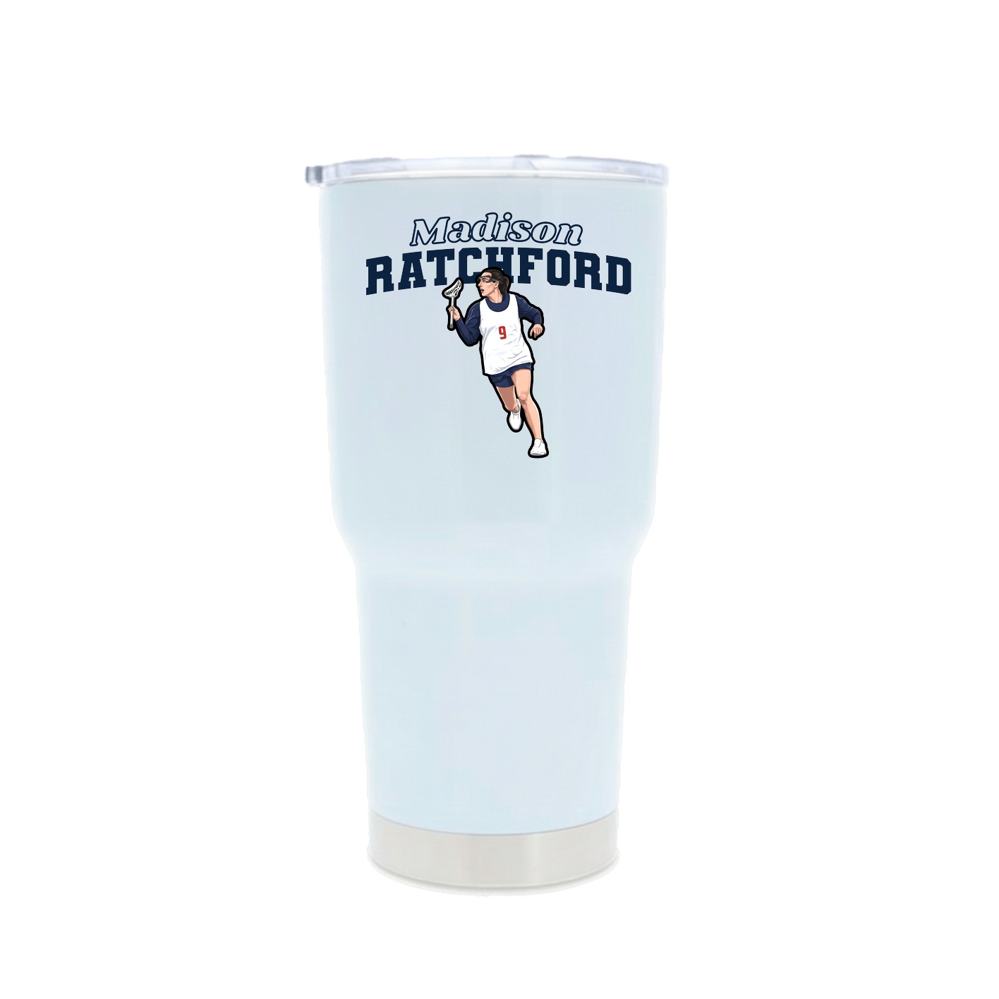 30oz Stainless Steel Tumbler — Name Arch in White