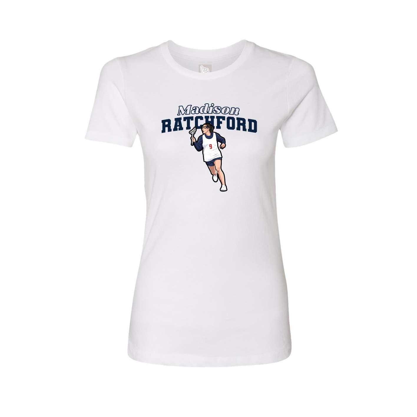 Womens Tee — Name Arch in White