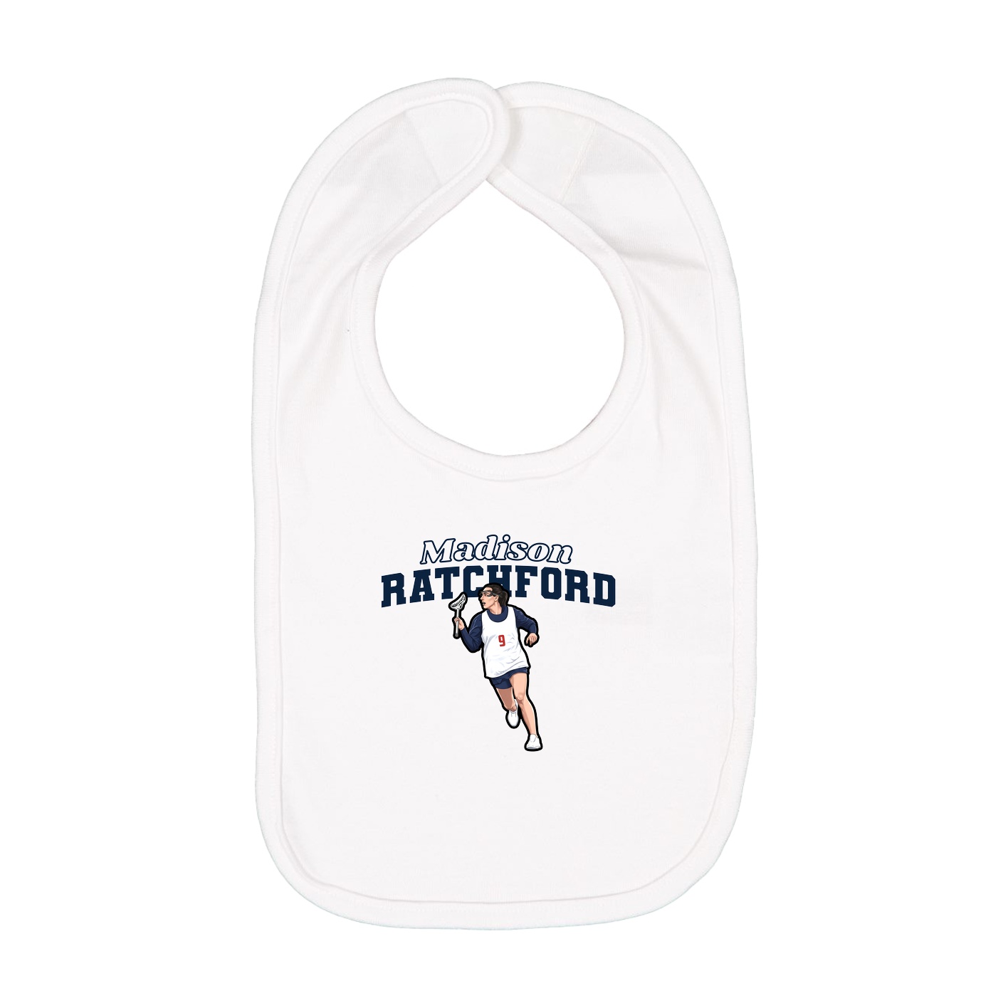 Infant Bib — Name Arch in White