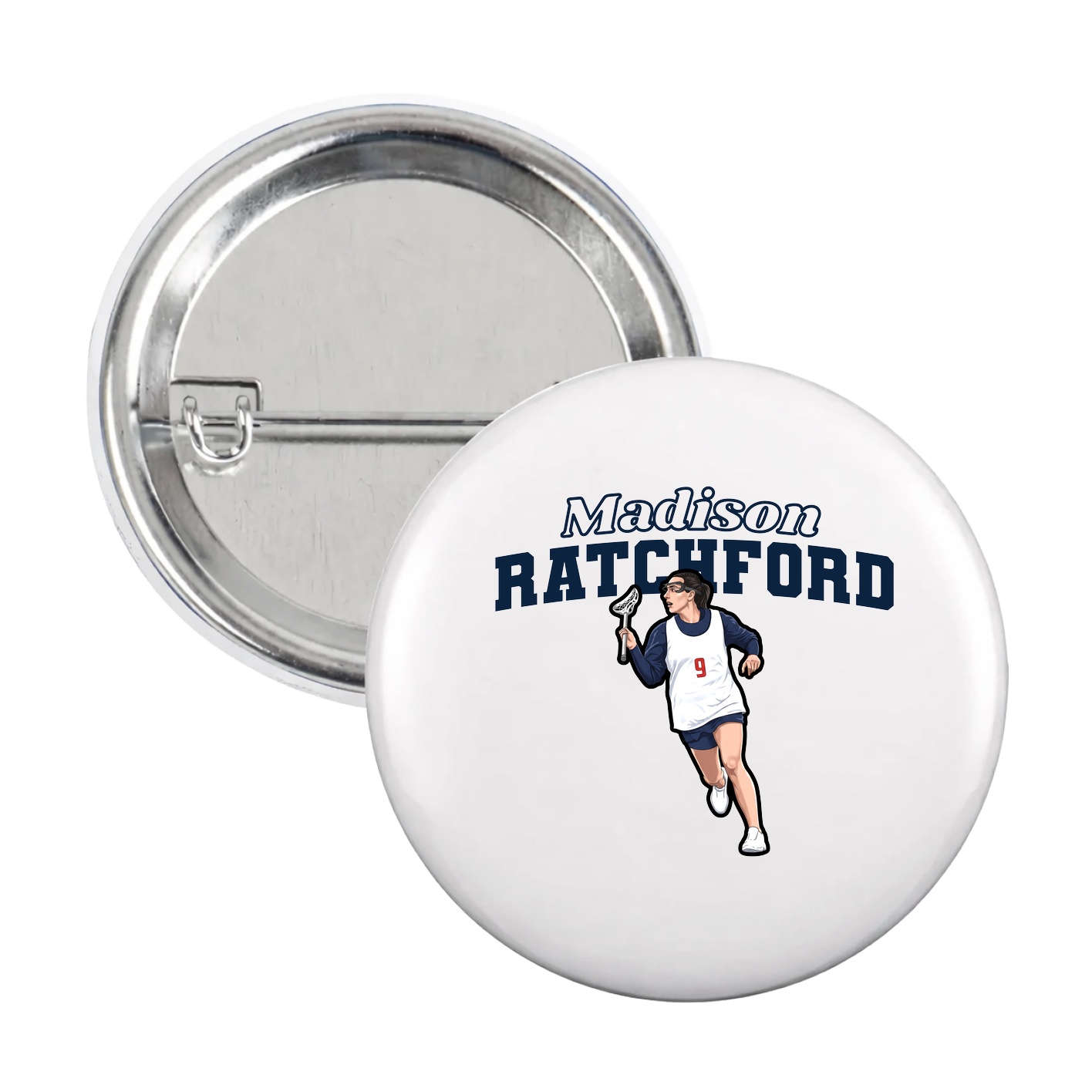 Game Day Button — Name Arch in White