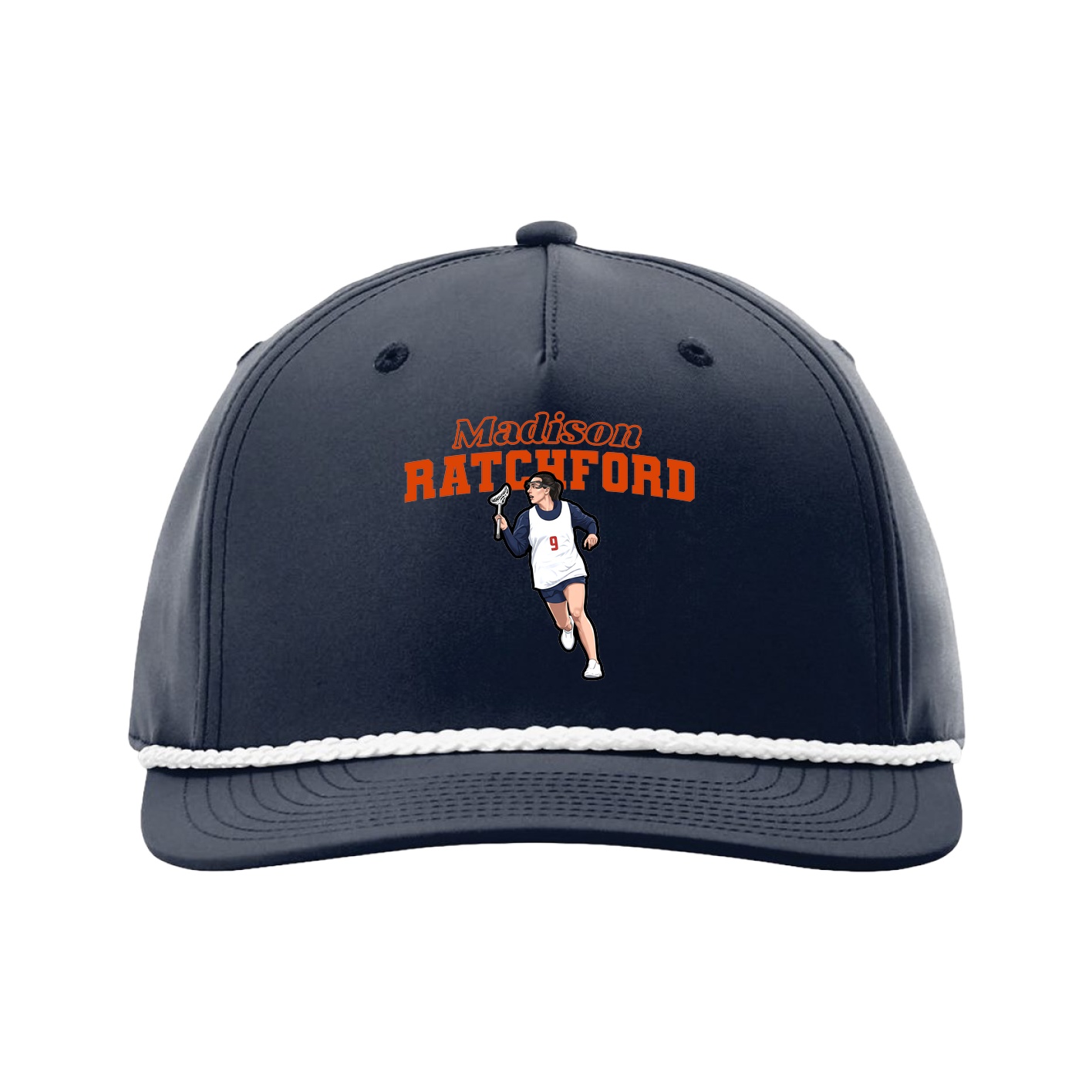 Five-Panel Classic Rope Cap — Name Arch in Navy