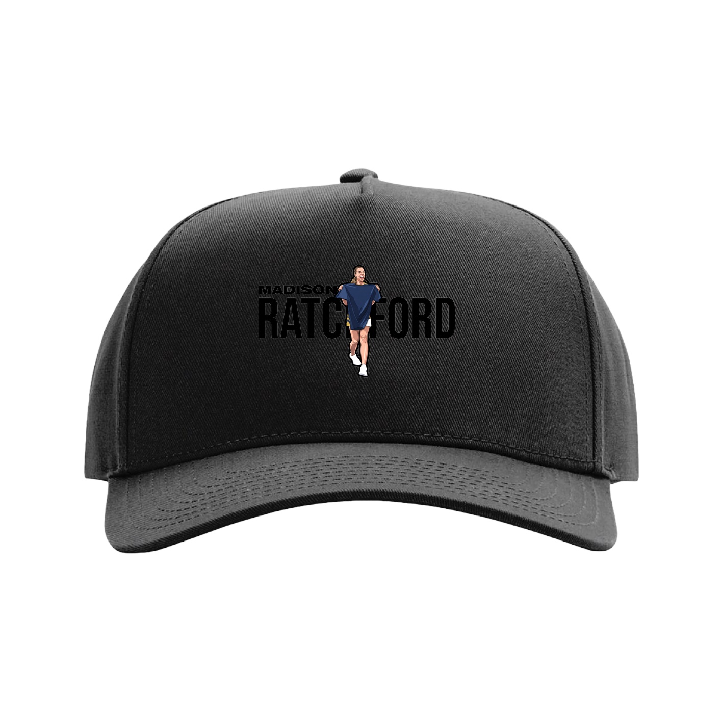 Full Fabric Five-Panel Champ Cap — Player Name in Black