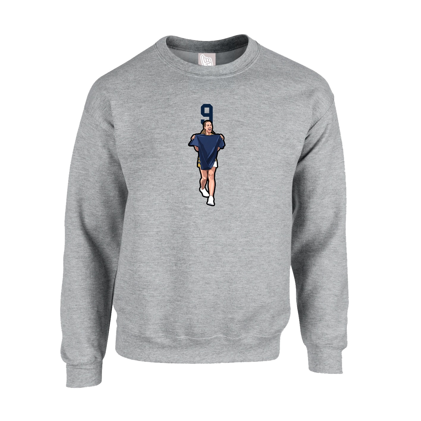 Fleece Crew — Number Top in Grey