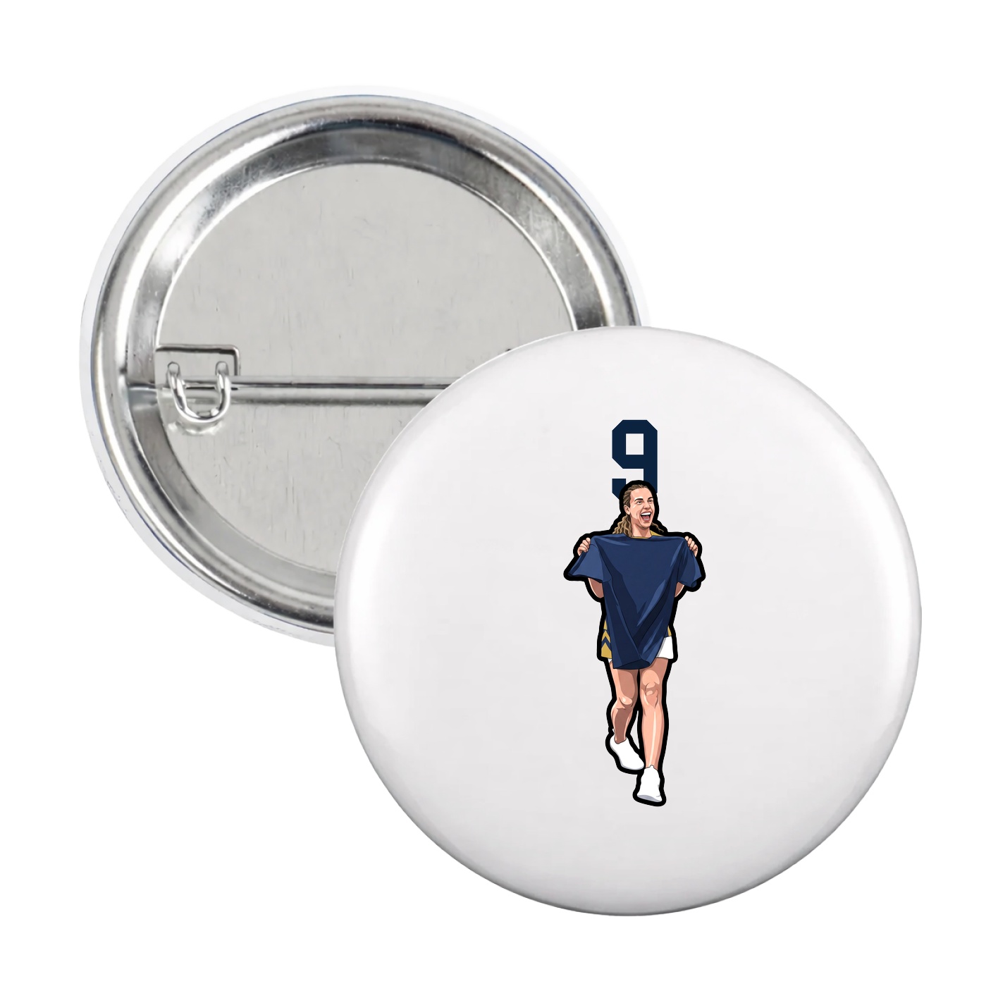 Game Day Button — Number Top in White