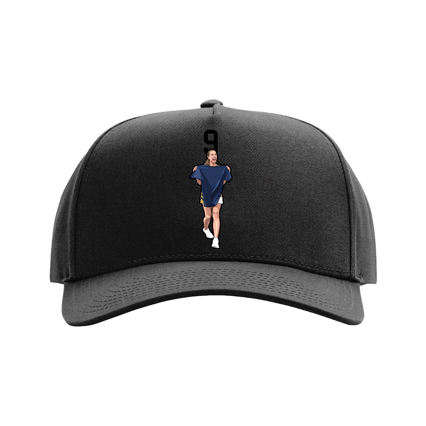 Full Fabric Five-Panel Champ Cap — Number Top in Black