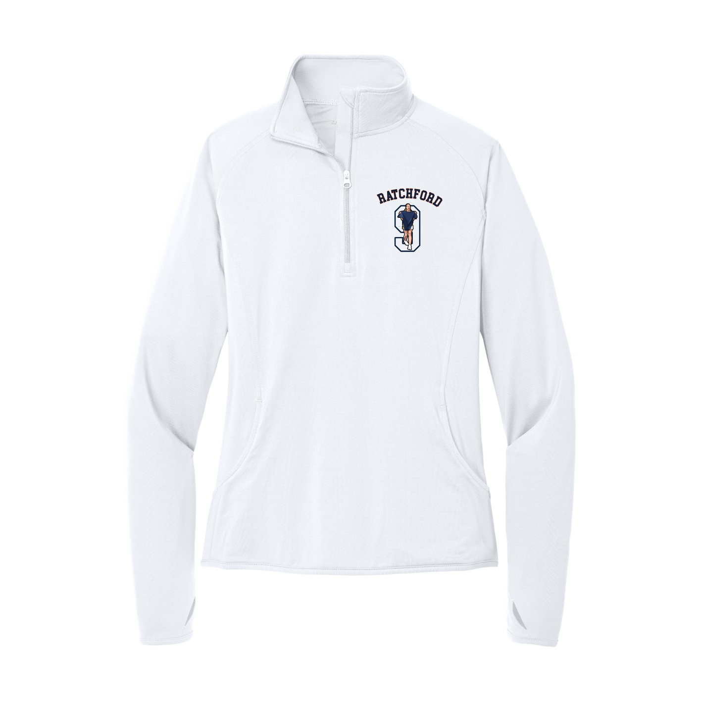 Women's Q-Zip Pullover — Shirsey Arch in White