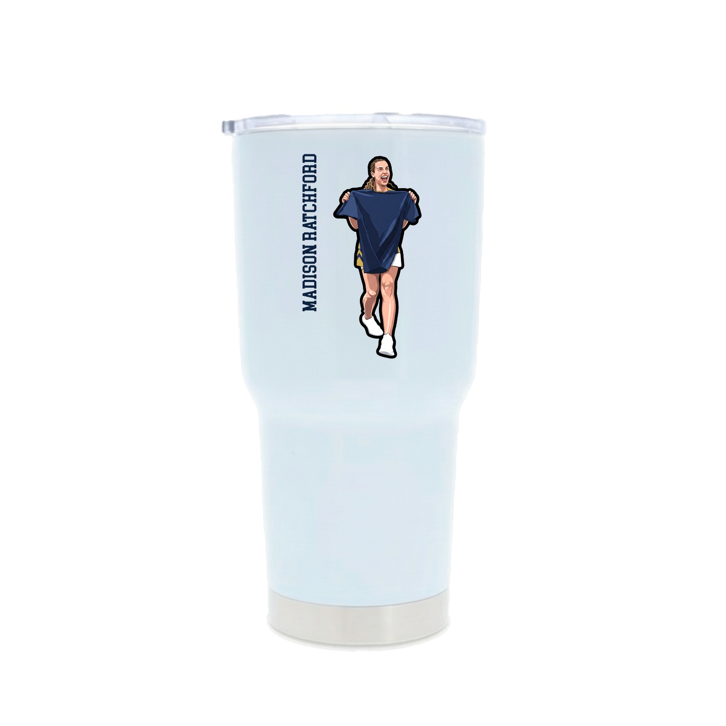 30oz Stainless Steel Tumbler — Name Vertical in White