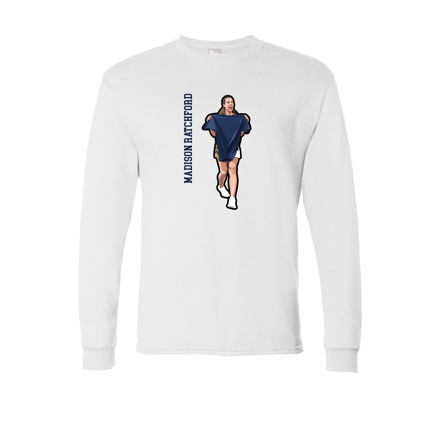 Long Sleeve Tee — Name Vertical in White