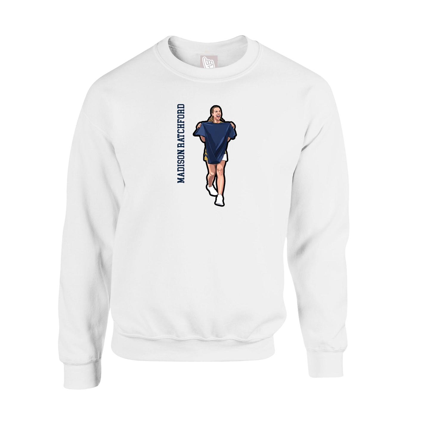 Fleece Crew — Name Vertical in White