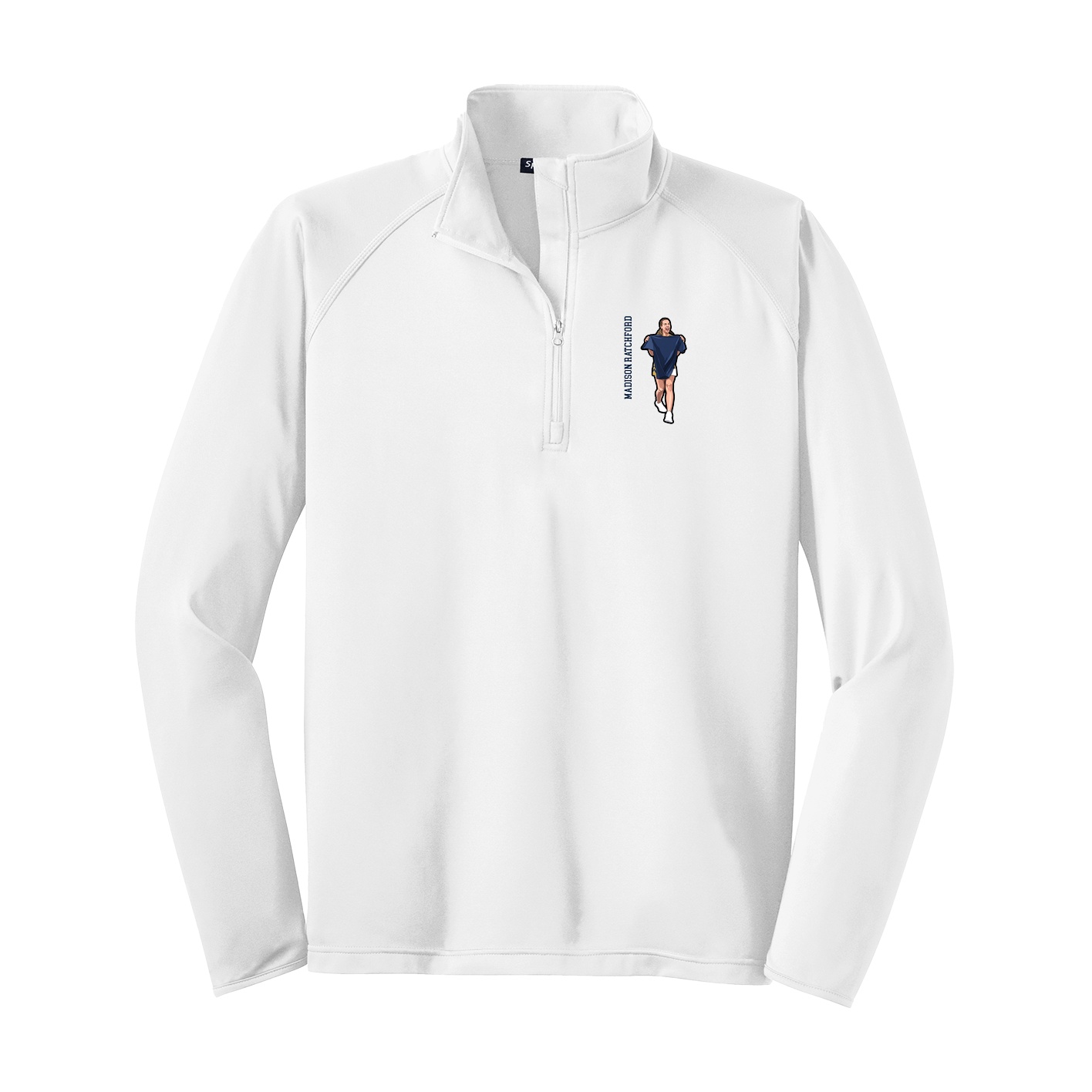 Q-Zip Pullover — Name Vertical in White