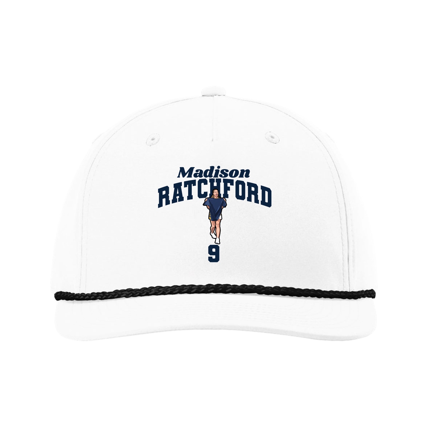 Five-Panel Classic Rope Cap — Signature Arch in White