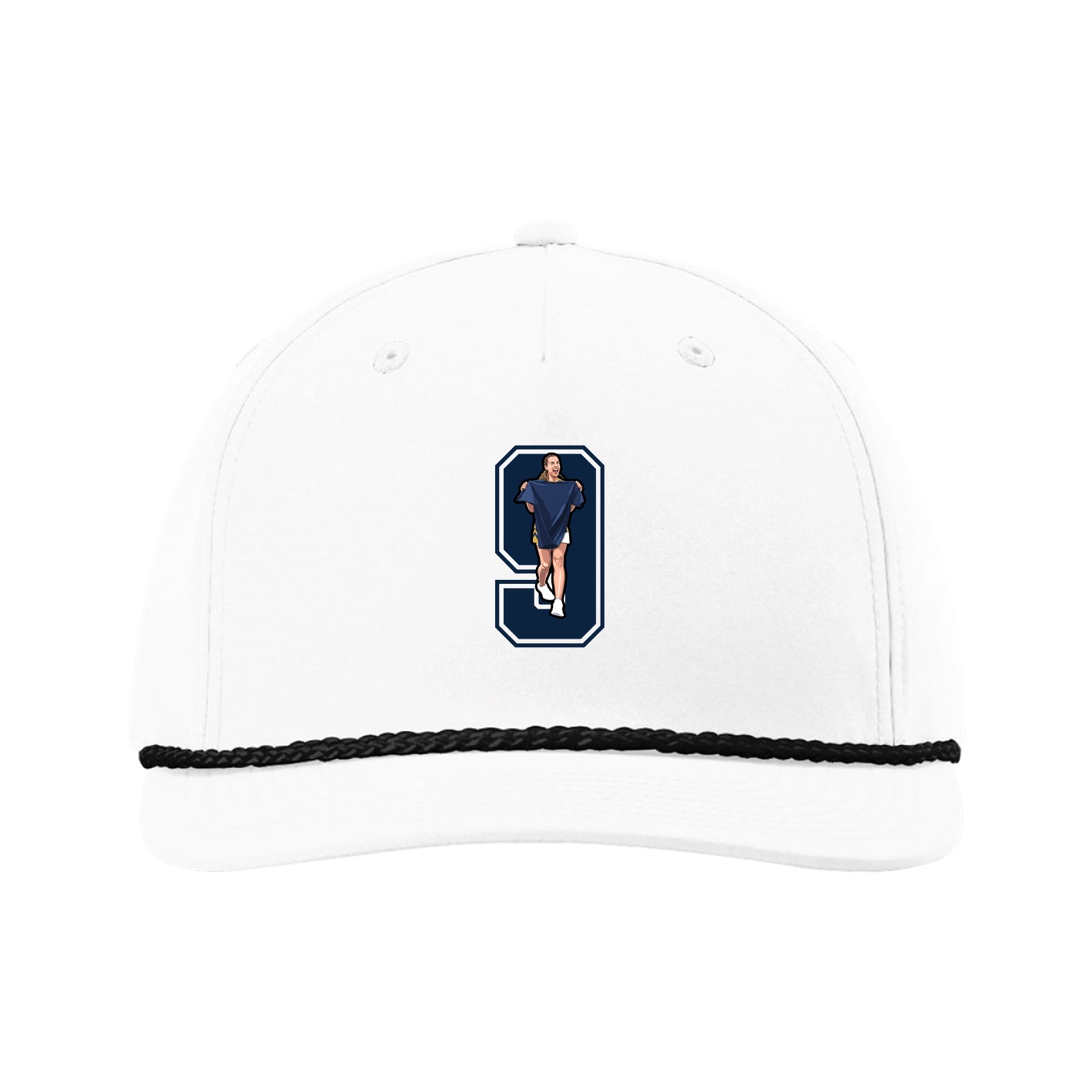 Five-Panel Classic Rope Cap — Number in White