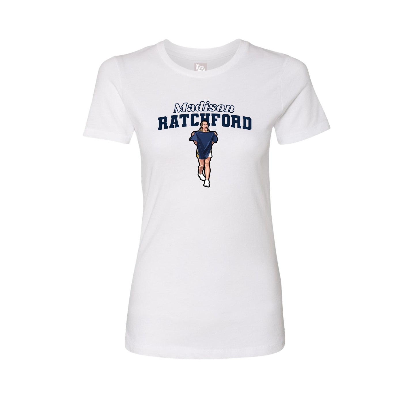 Womens Tee — Name Arch in White