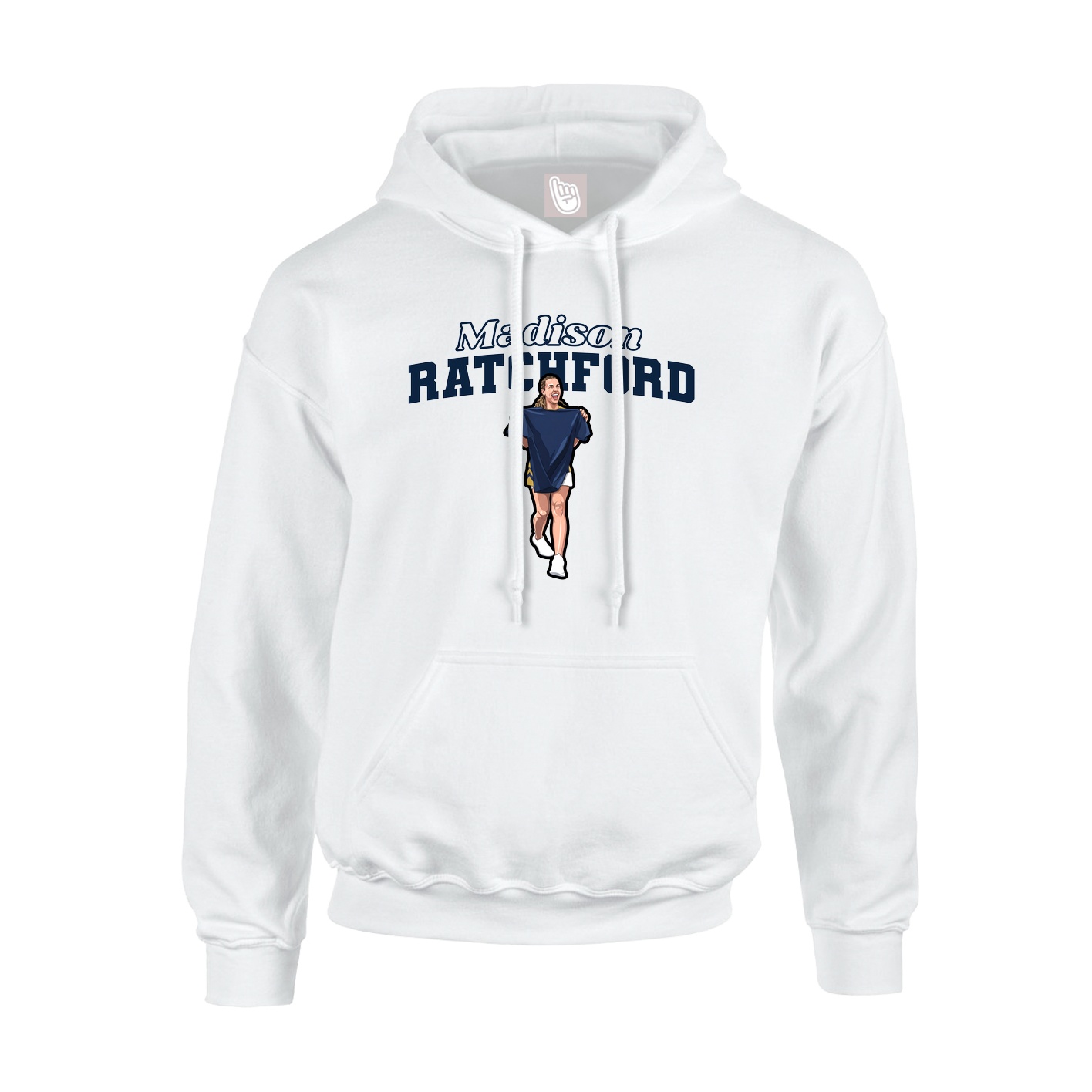 Youth Hoodie — Name Arch in White