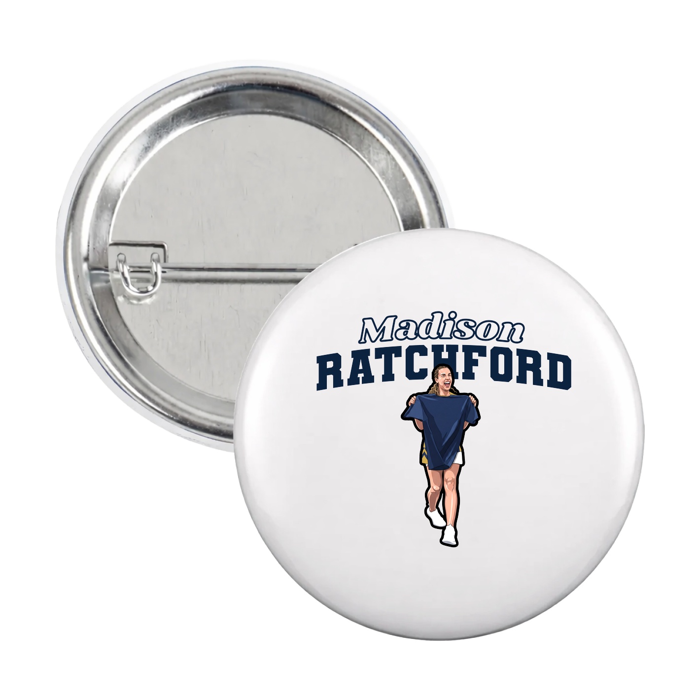 Game Day Button — Name Arch in White