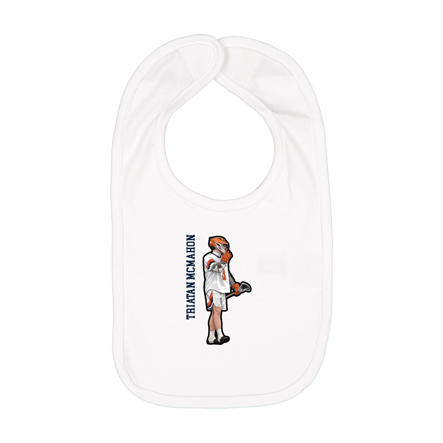 Infant Bib — Name Vertical in White