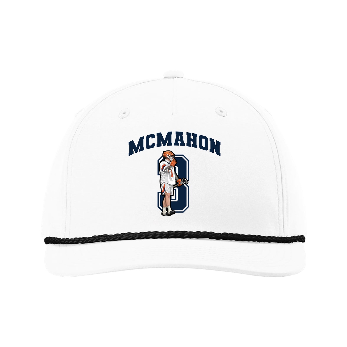 Five-Panel Classic Rope Cap — Number in White