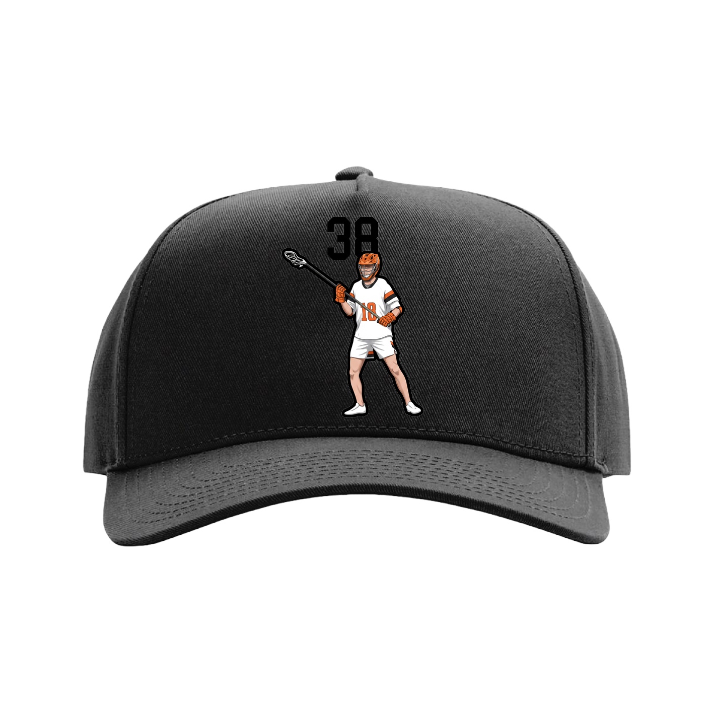 Full Fabric Five-Panel Champ Cap — Number Top in Black
