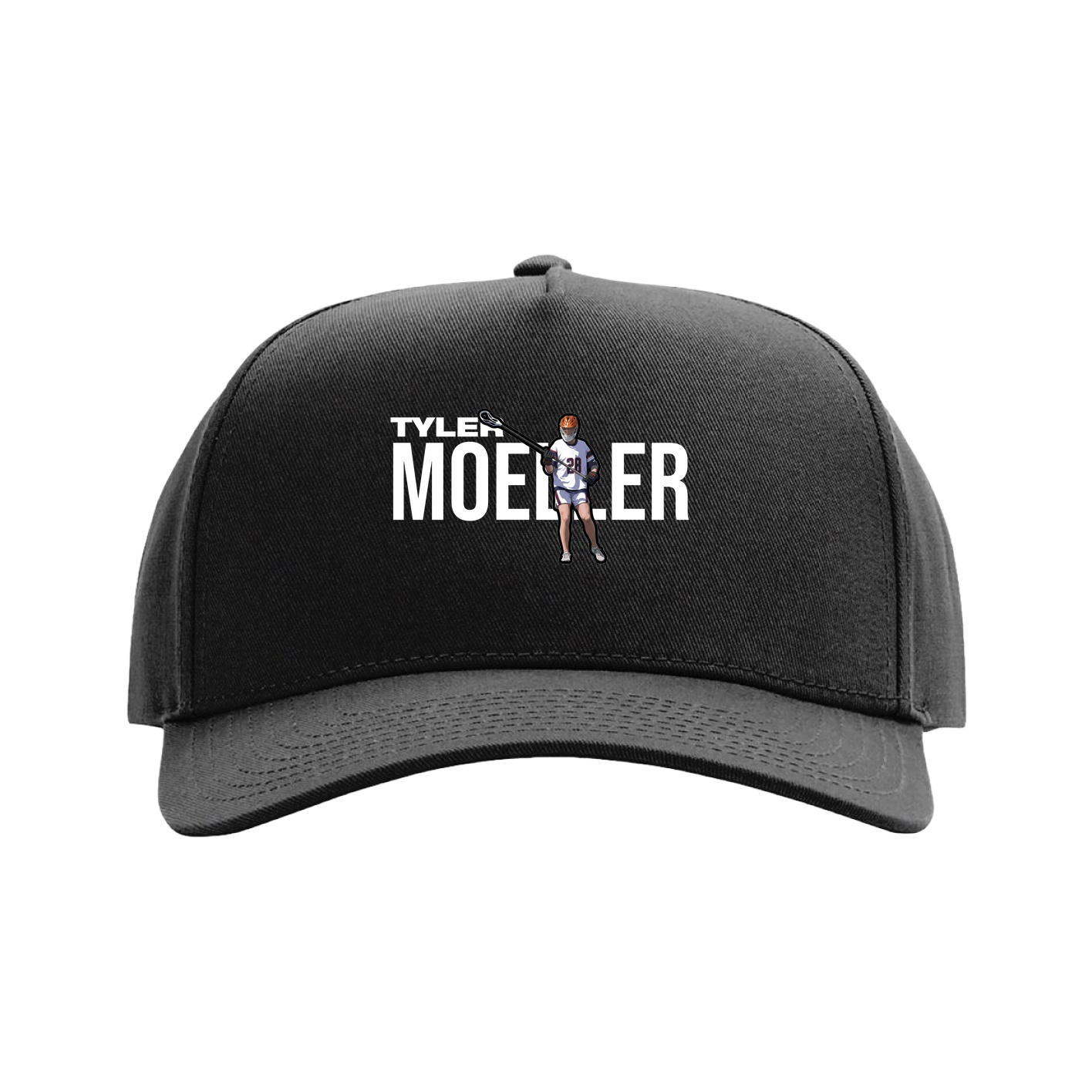 Full Fabric Five-Panel Champ Cap — Player Name in Black