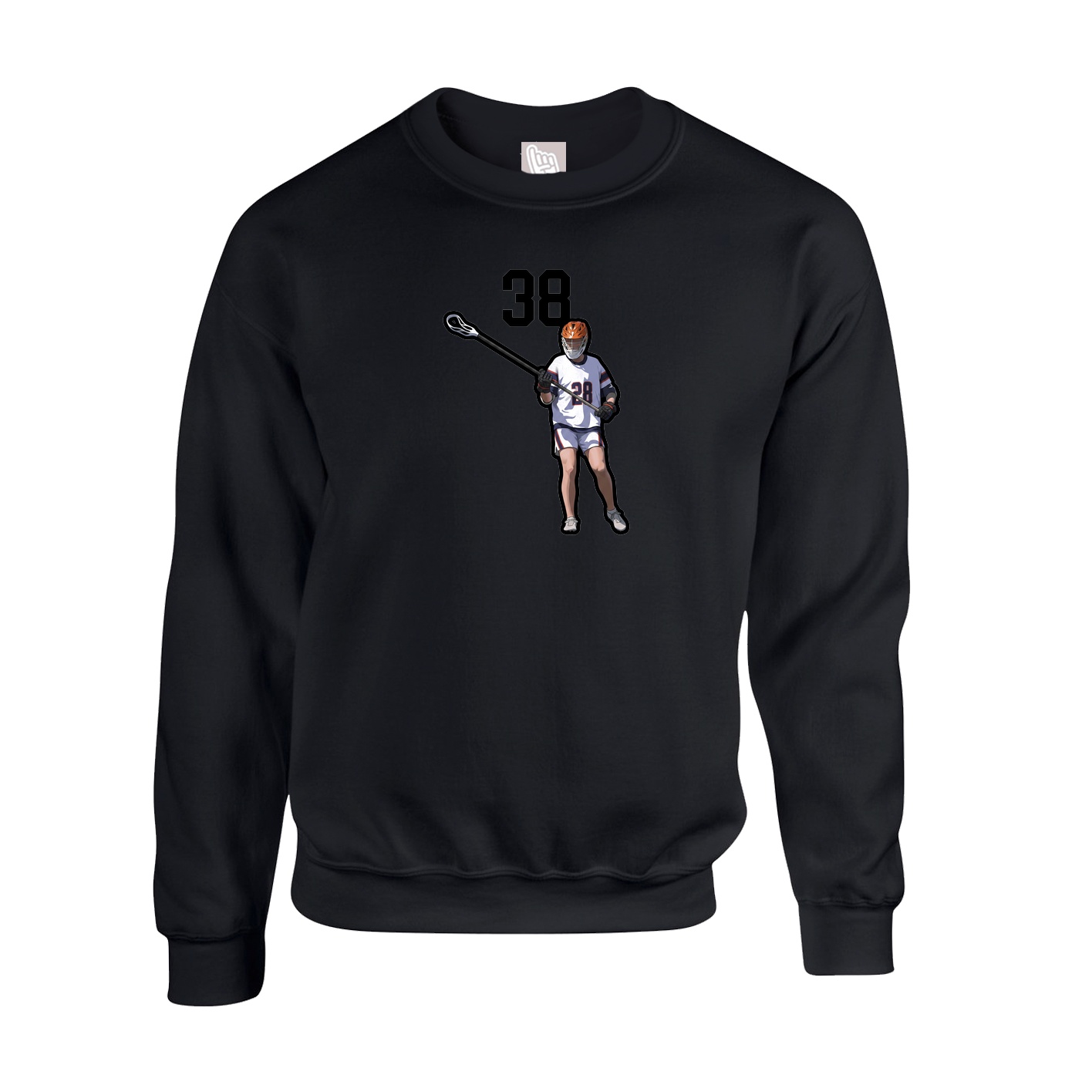 Fleece Crew — Number Top in Black