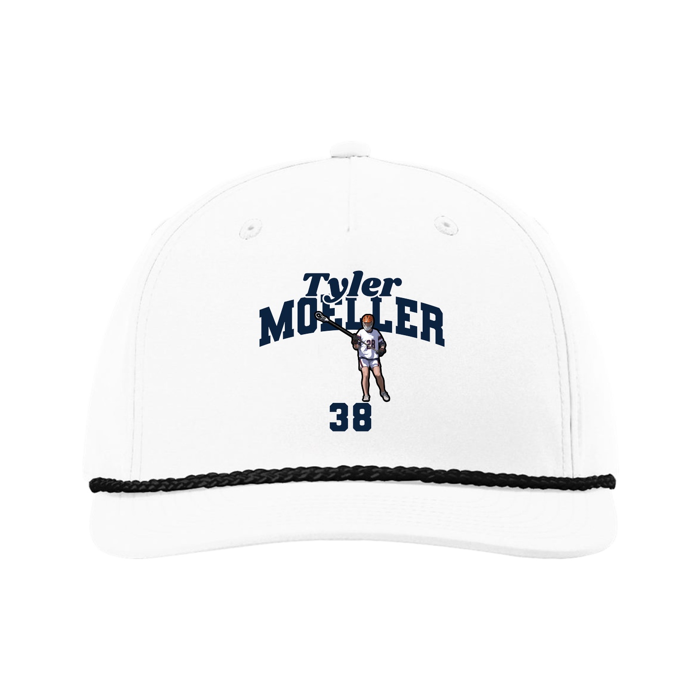 Five-Panel Classic Rope Cap — Signature Arch in White